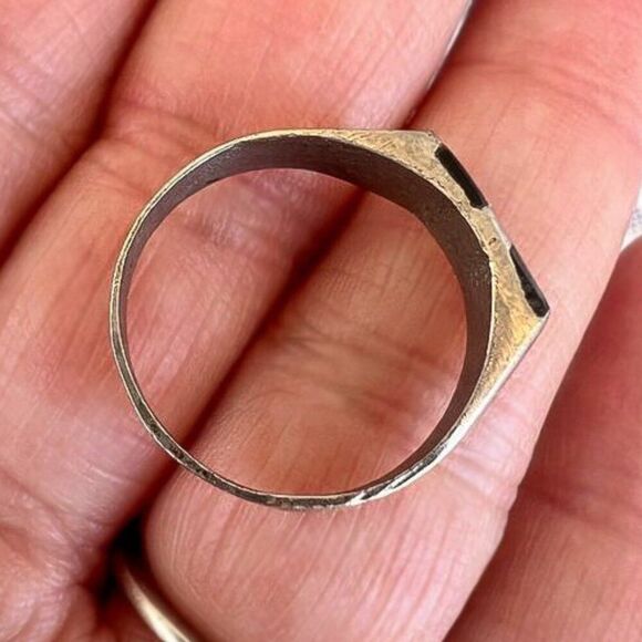 Vintage Mexican Black Inlay Ring Unisex - Picture 11 of 12